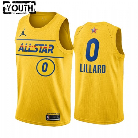 Kinder NBA Portland Trail Blazers Trikot Damian Lillard 0 2021 All-Star Jordan Brand Gold Swingman